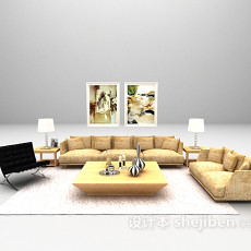 黄色组合沙发3d模型下载