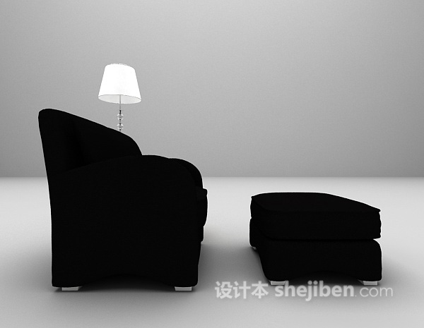 黑色沙发3d模型下载