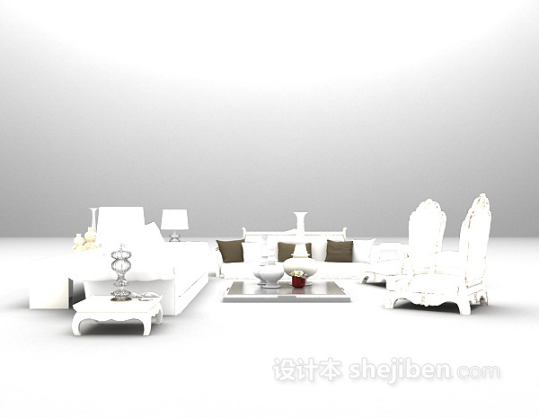 白色组合沙发模型欣赏