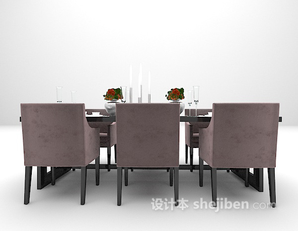 黑色餐桌组合3d模型免费下载下载