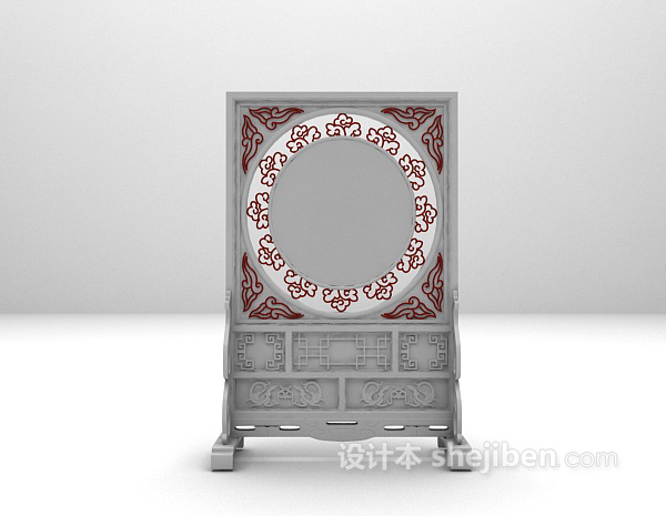 中式古典屏风3d模型下载