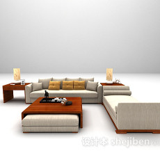 田园系组合沙发3d模型下载