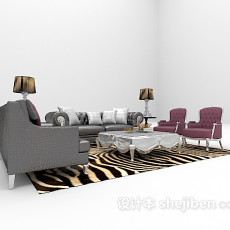 欧式沙发椅子组合3d模型下载