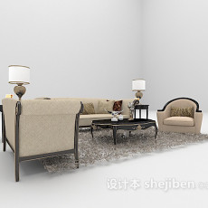 欧式灰色组合沙发3d模型下载