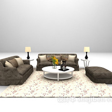 棕色沙发组合大全3d模型下载