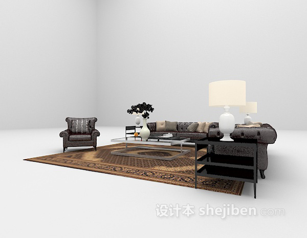 欧式复古组合沙发欣赏3d模型下载
