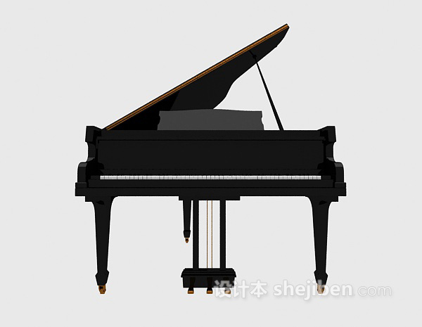 黑色钢琴模型3d下载