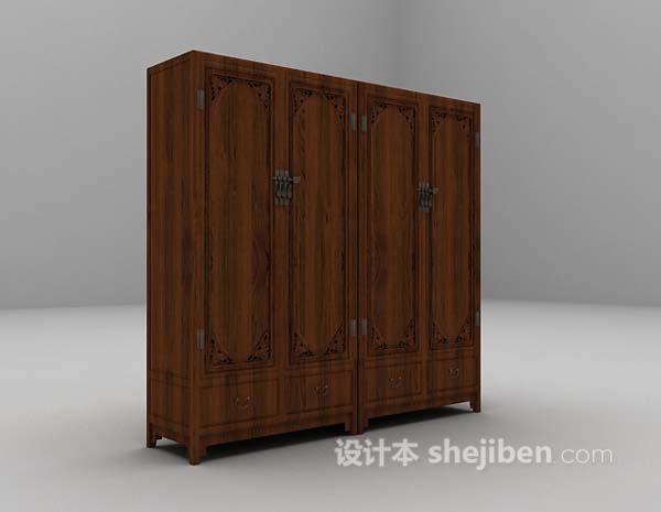 棕色衣柜3d模型下载