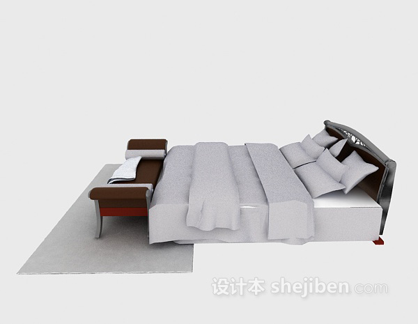 现代风格简欧床具3d模型下载