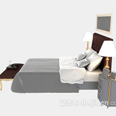 欧式木质床3d模型下载