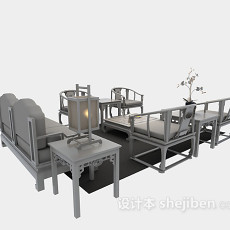 组合中式沙发3d模型下载