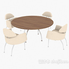 圆形餐桌餐椅3d模型下载