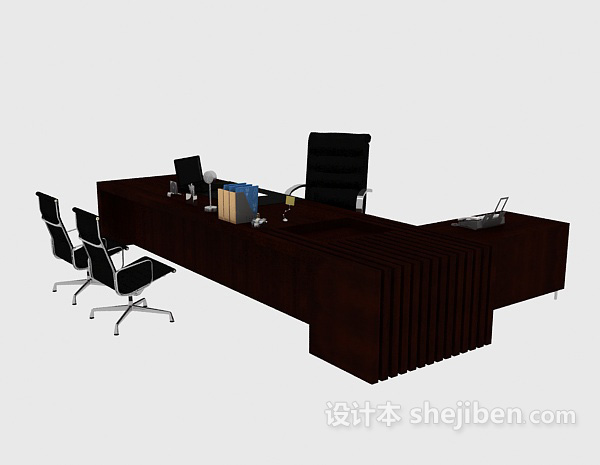 董事长办公桌椅3d模型下载