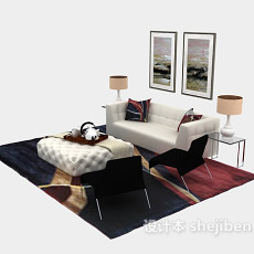 现代家庭双人沙发3d模型下载