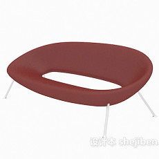 红色简约休闲椅子3d模型下载