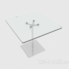 现代透明玻璃边桌3d模型下载