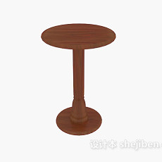圆形实木小边桌3d模型下载