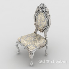 白色欧式实木梳妆椅3d模型下载