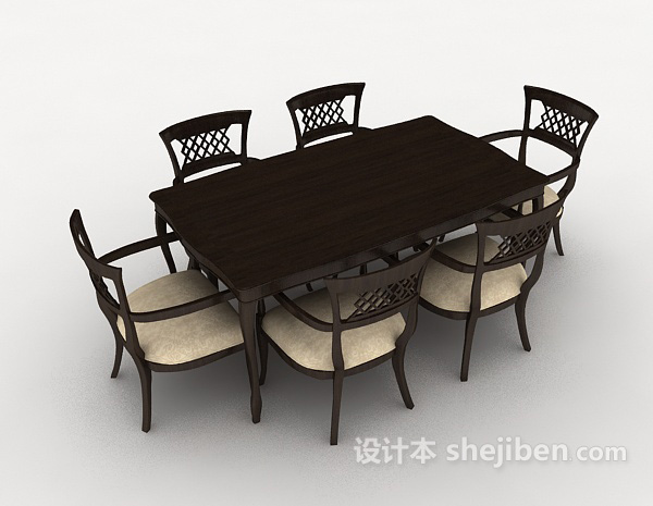 棕色现代桌椅组合