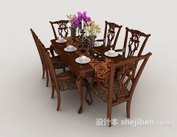 欧式风格高档欧式餐桌3d模型下载