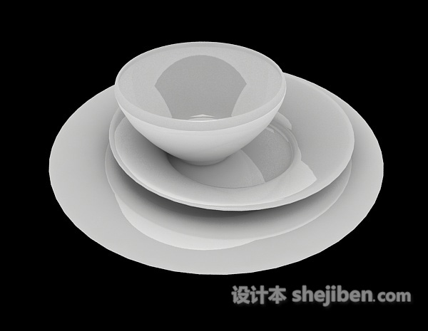 白色碗碟3d模型下载