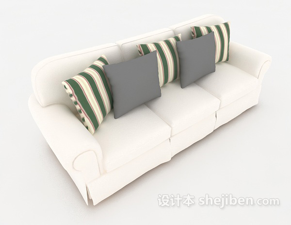 免费白色简单多人沙发3d模型下载