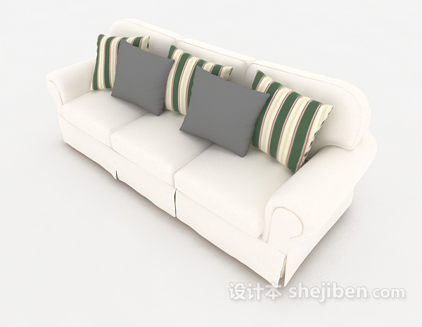 白色简单多人沙发3d模型下载