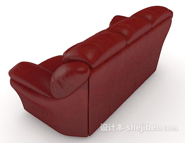 设计本常见红色三人沙发3d模型下载