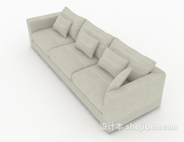 灰色简单多人沙发3d模型下载