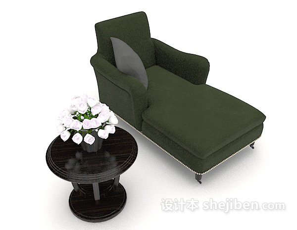 绿色单人躺椅沙发