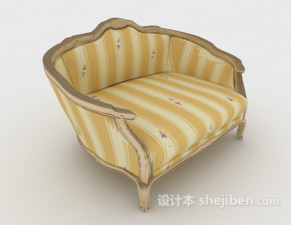 欧式清新风格单人沙发3d模型下载