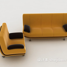 现代黄色组合沙发3d模型下载