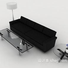 现代黑色简洁沙发3d模型下载