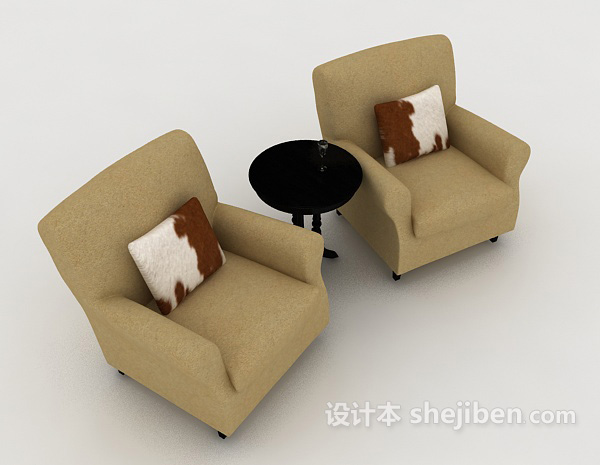 简约单人沙发组合3d模型下载