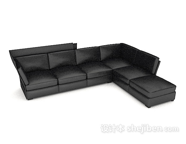 黑色现代简约多人沙发