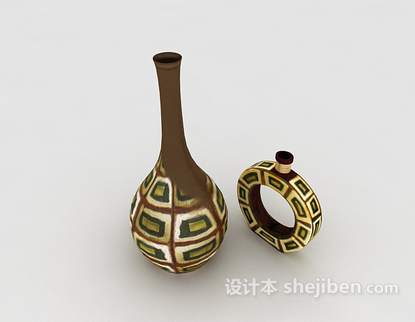 棕色陶瓷工艺品3d模型下载