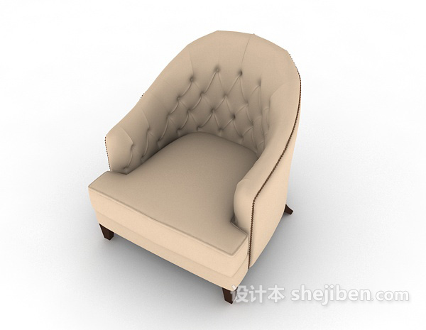 免费欧式简约木质棕色单人沙发3d模型下载