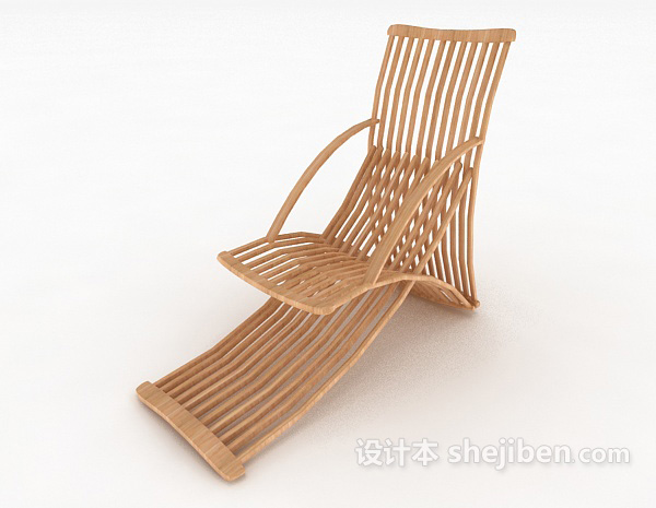 实木沙滩休闲椅3d模型下载