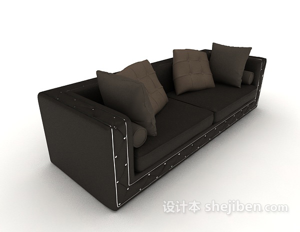 现代简单黑色多人沙发3d模型下载