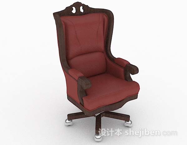 欧式复古红色休闲椅3d模型下载