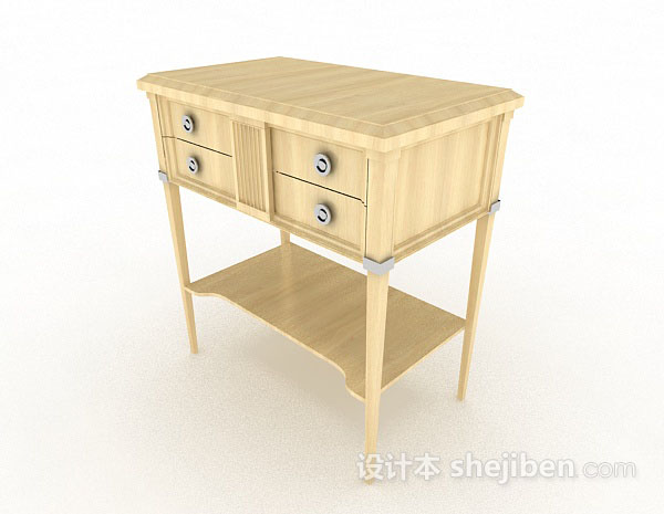木质黄色书桌3d模型下载