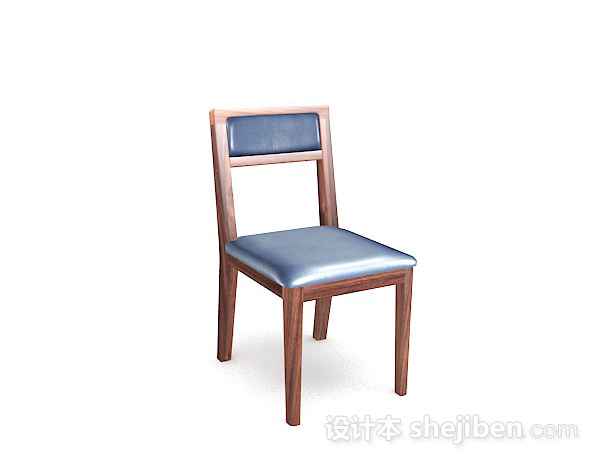木质简单蓝色家居椅子3d模型下载