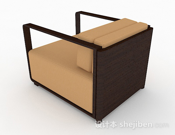 设计本棕色家居单人沙发3d模型下载