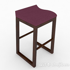 紫色木质简约休闲椅3d模型下载