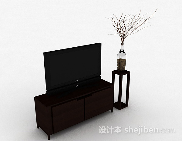 现代风格棕色短款电视柜