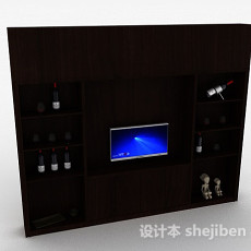 现代风格黑色纹路电视展示柜3d模型下载