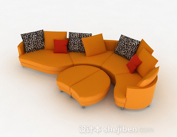 橙色多人沙发