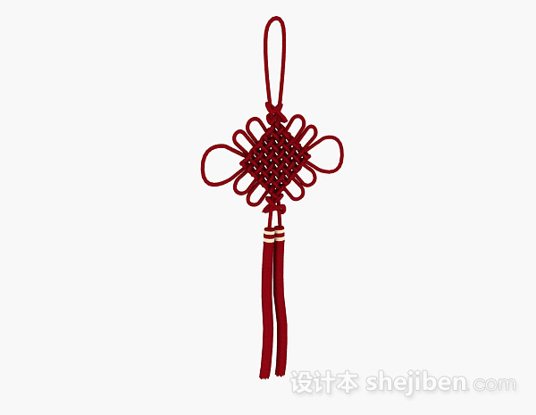 红色编织中国结模型