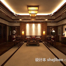 中式客厅沙发3d模型下载