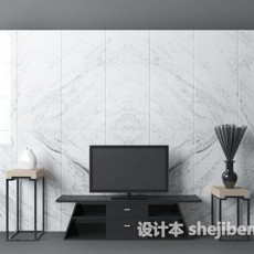 新中式电视墙  3d模型下载